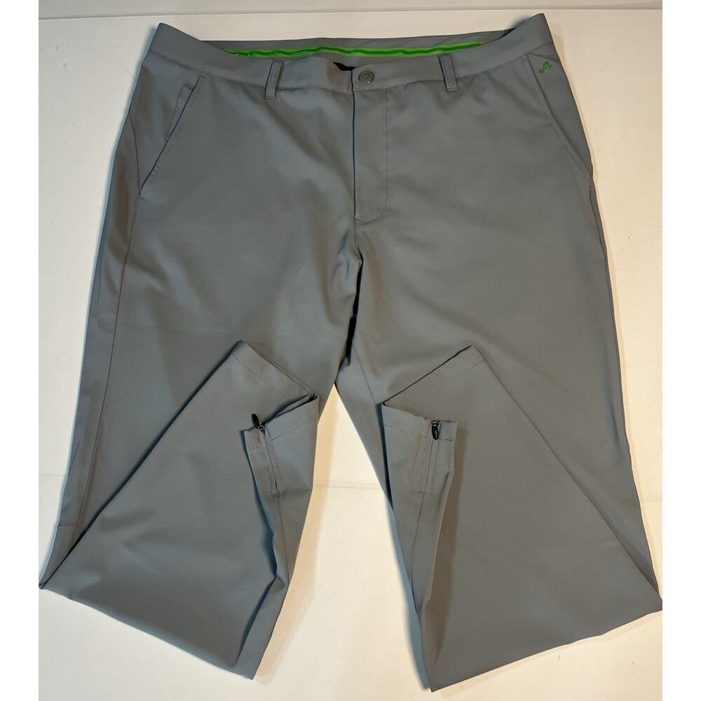 Bonobos Maide Golf Pants Mens 38x30 Gray Straight Leg Micro Check Zip Hem